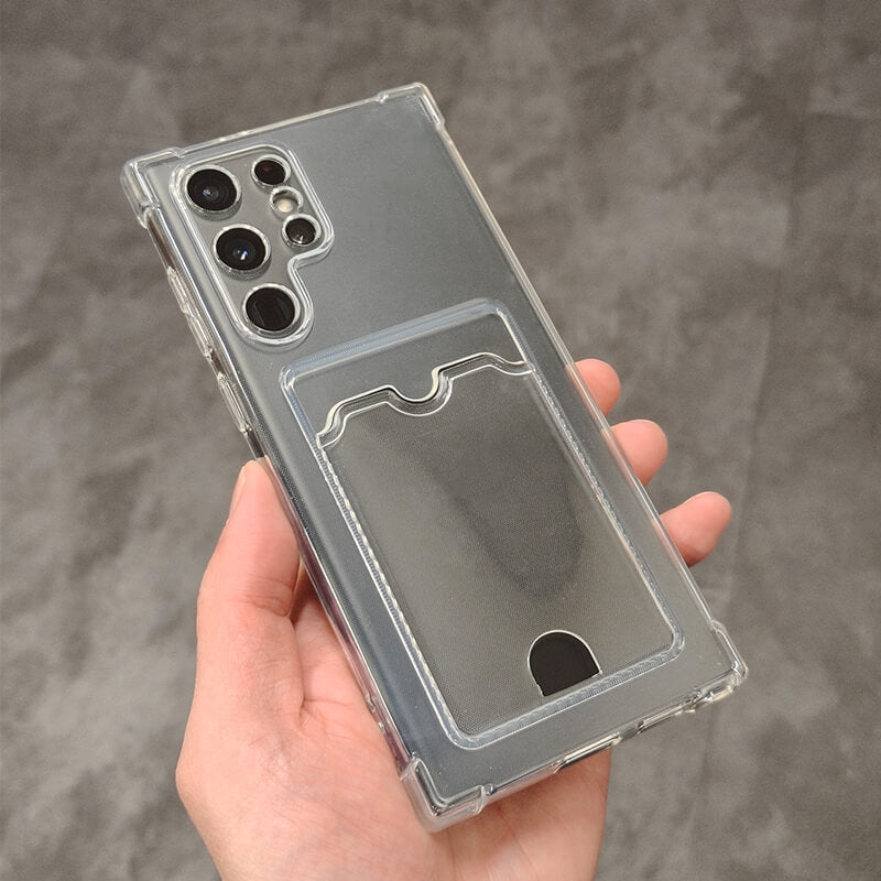 Samsung Galaxy S24 Ultra Minimalist Wallet Phone Case with Card Holder Clear