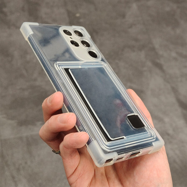 Samsung Galaxy S24 Ultra Anti Drop Phone Case with Card Pocket Clear