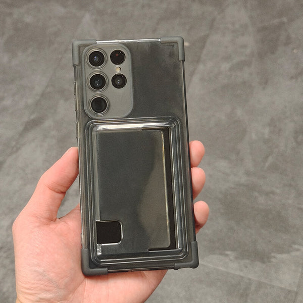 Samsung Galaxy S24 Ultra Anti Drop Phone Case with Card Pocket Grey