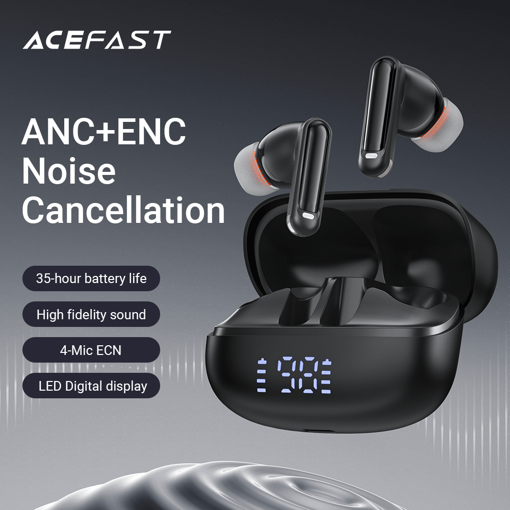 Acefast Active Noise Cancelling 35dB LED Display Wireless Earbuds 35H Playtime