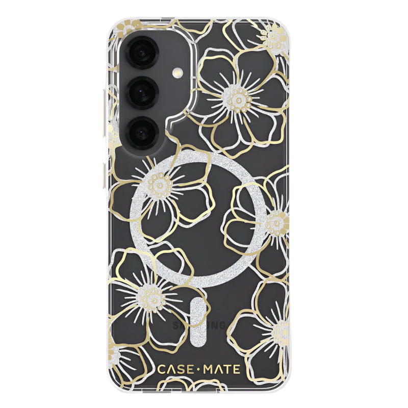 Case-Mate Samsung Galaxy S25 Floral Gems Case with Magnet Clear/Gold