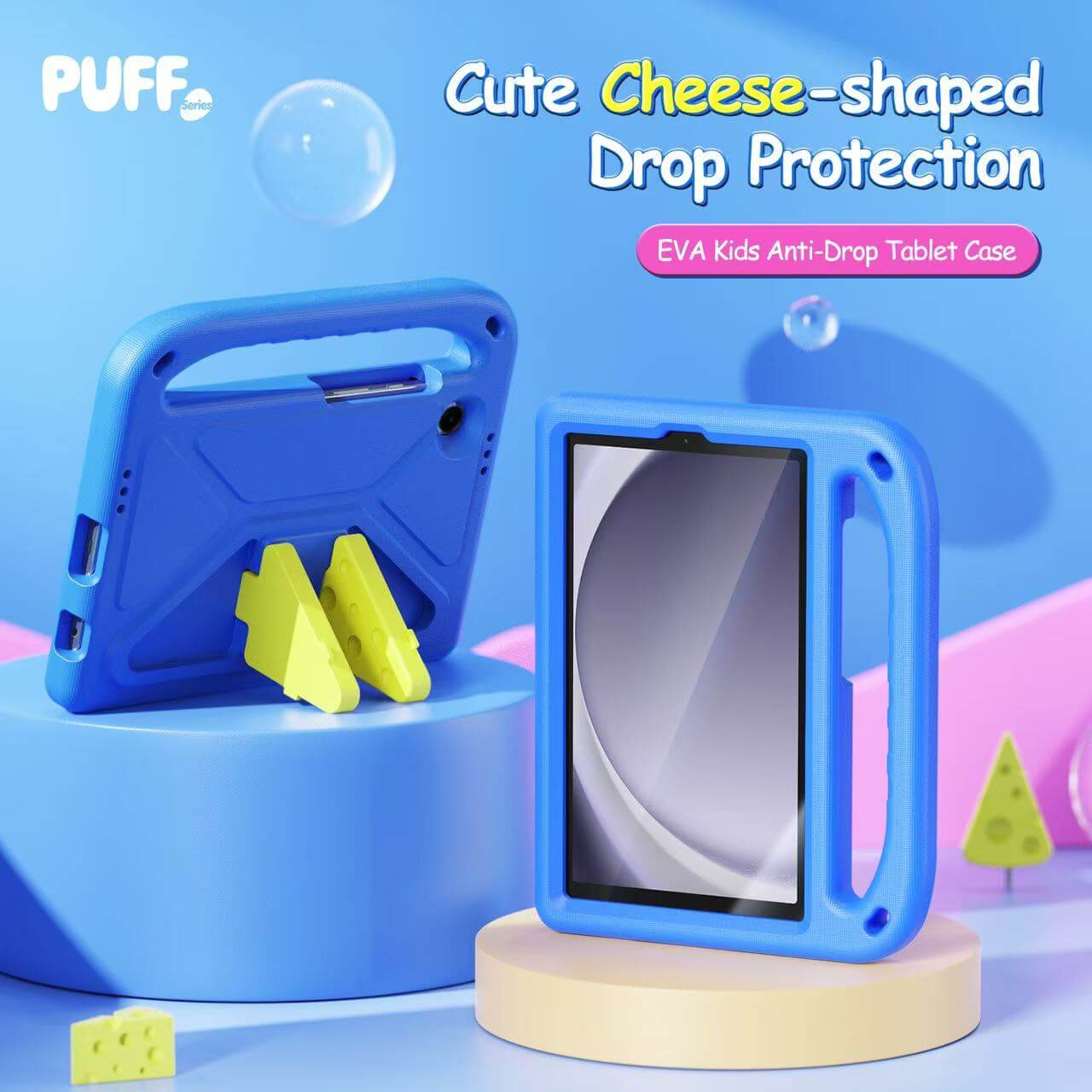 iPad 11th 11 2025 Puff Series Foldable Cheese Stand EVA Case with Handle