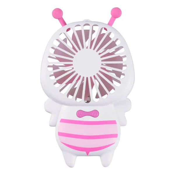 Mobie Portable Handheld Bee Mini Fan with Night Ligh & Lanyard Pink