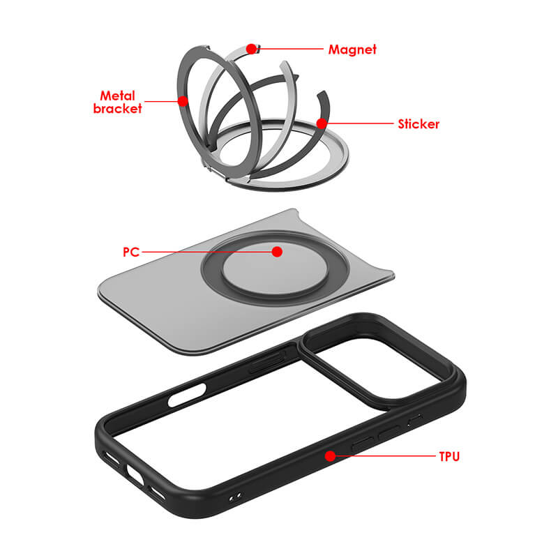 iPhone 17 Pro Max 360° Rotating Ring Stand Matte Magsafe Phone Case