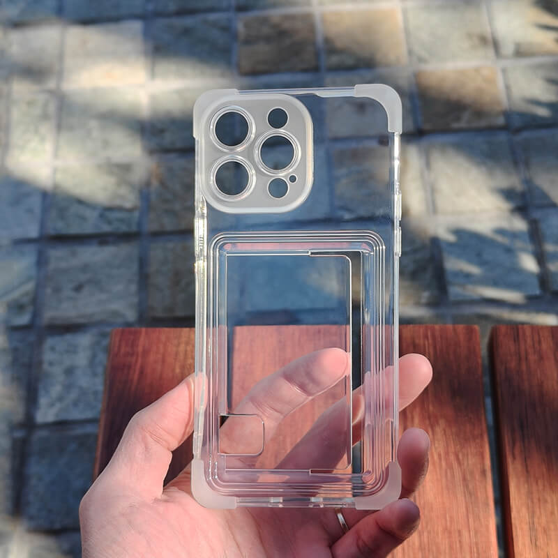 iPhone 15 Plus Anti Drop Phone Case with Card Pocket Clear
