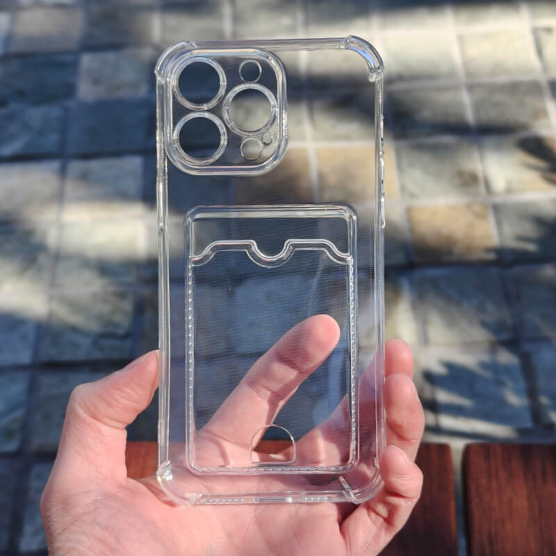 iPhone 13 Pro Max Minimalist Wallet Phone Case with Card Holder Clear