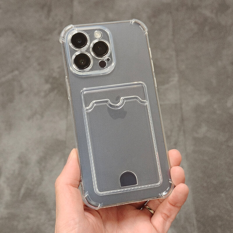 iPhone 13 Pro Max Minimalist Wallet Phone Case with Card Holder Clear