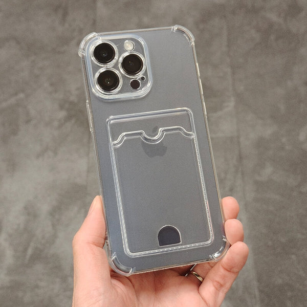 iPhone 15 Minimalist Wallet Phone Case with Card Holder Clear