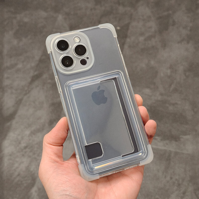 iPhone 15 Plus Anti Drop Phone Case with Card Pocket Clear