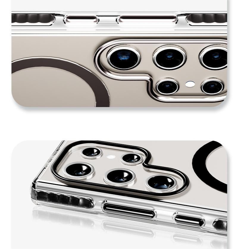 Samsung Galaxy S25 Transparent Airbag Shockproof MagSafe Phone Case Rose Gold