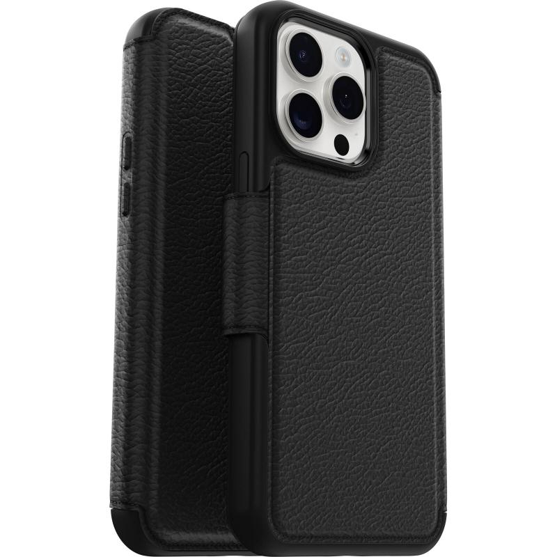 OtterBox iPhone 15 Pro Max Strada Series Leather Folio MagSafe Case Black