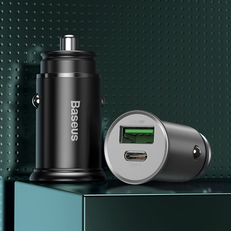 Baseus Circular Metal PPS Quick Charger Car Charger 30W(Support VOOC)