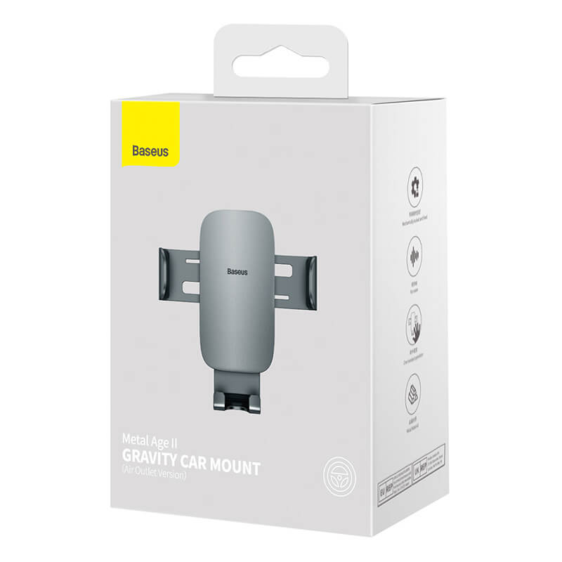 Baseus Metal Age Firm Grasp Gravity Air Outlet Car Mount Holder Grey