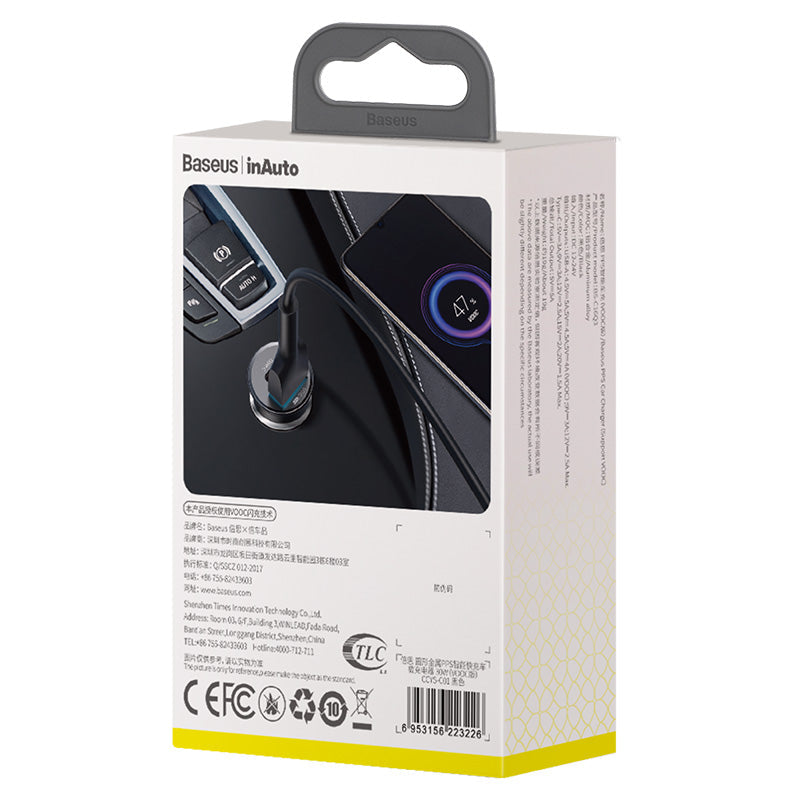 Baseus Circular Metal PPS Quick Charger Car Charger 30W(Support VOOC)