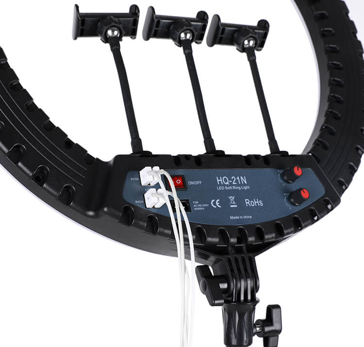 HQ 21 inch(53cm) LED Soft Ring Light with 1.9M Tripod Stand & 3 Phone Holders