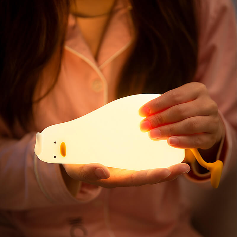 Mobie Lie in Peach Lying Flat Duck Silicone Touch Light Lamp