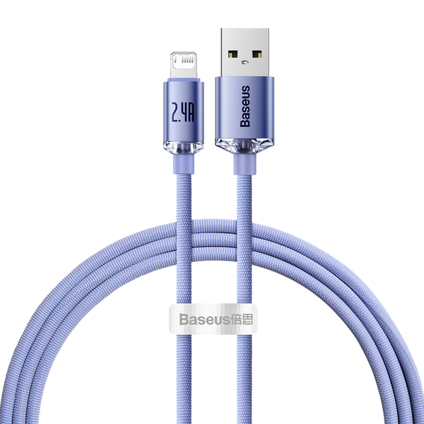 Baseus Crystal Shine Series Fast Charging Data Cable USB to iP 2.4A 1.2m Purple