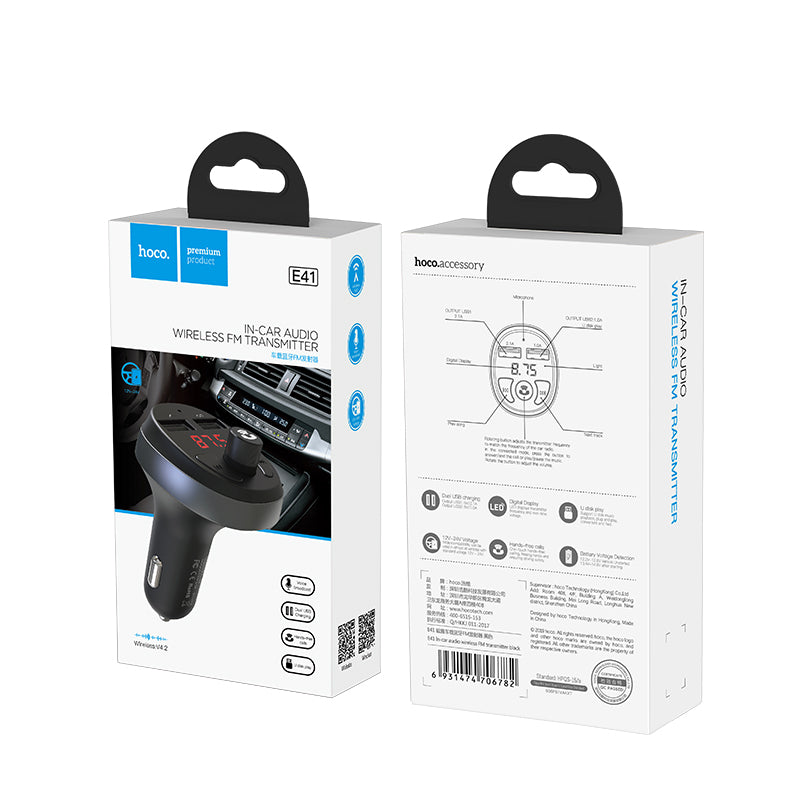 hoco. Bluetooth FM Transmitter Car Charger with Hands-Free Calling