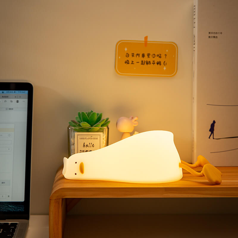 Mobie Lie in Peach Lying Flat Duck Silicone Touch Light Lamp