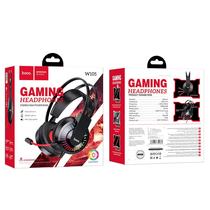 hoco. Joyful Gaming Headset with Mic and LED Light W105