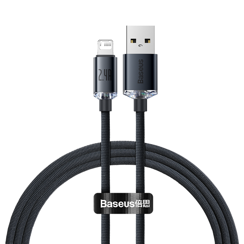 Baseus Crystal Shine Series Fast Charging Data Cable USB to iP 2.4A 1.2m Black