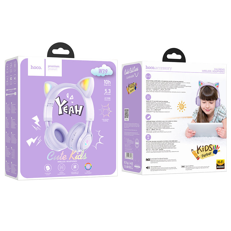 hoco. Cat Ear Kids 5.3 Bluetooth Headphones W39