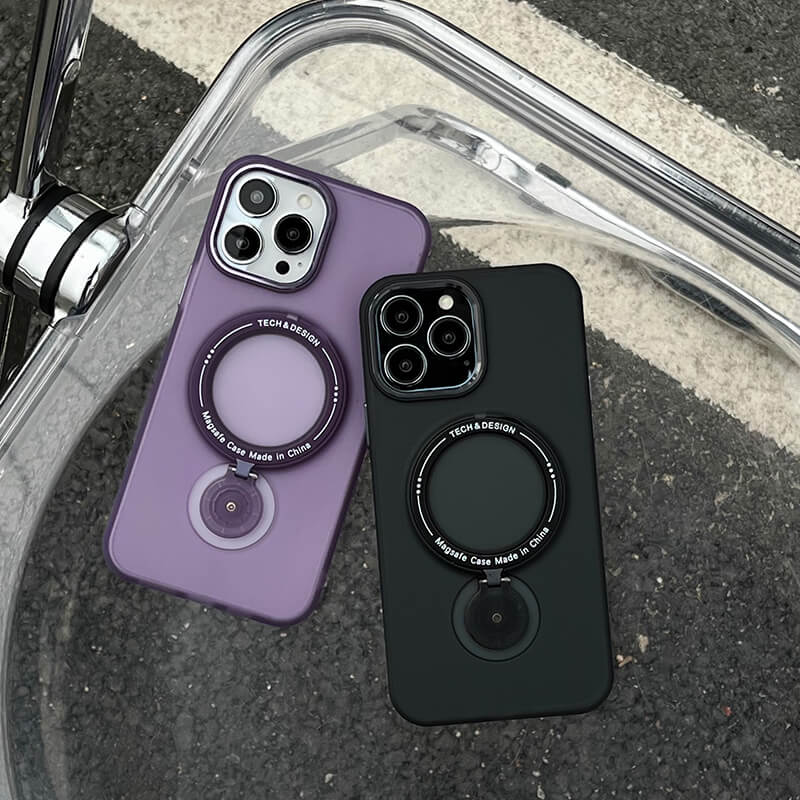 iPhone 13 Pro Ring Holder Series Frosted Translucent Phone Case with 360 Magsafe