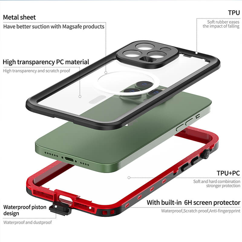 iPhone 14 Pro Redpepper IP68 Waterproof Shell Phone Case