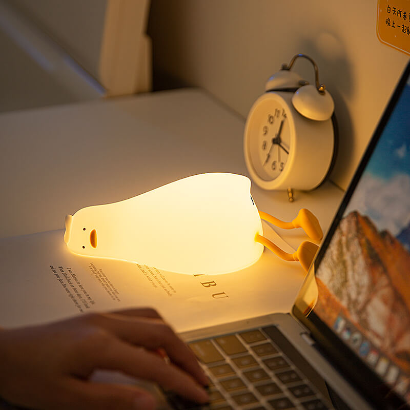 Mobie Lie in Peach Lying Flat Duck Silicone Touch Light Lamp