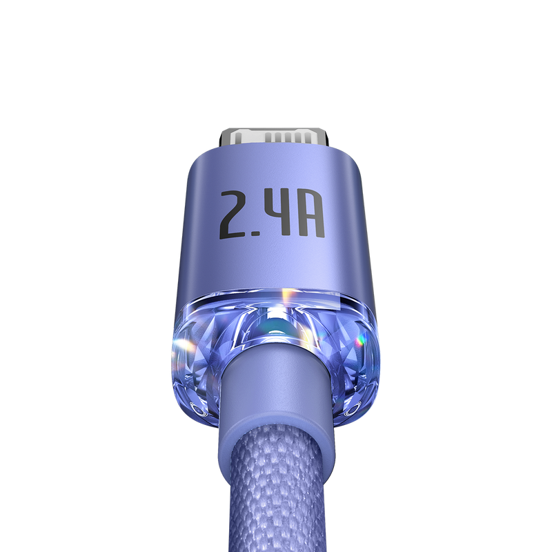 Baseus Crystal Shine Series Fast Charging Data Cable USB to iP 2.4A 1.2m Purple