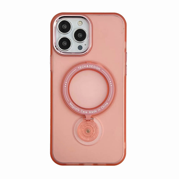 iPhone 14 Pro Max Ring Holder Series Frosted Translucent Phone Case with 360 Magsafe