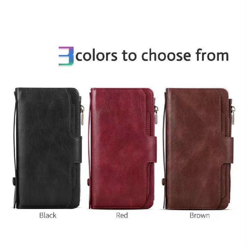 Samsung Galaxy Note 20 Ultra JDK Genuine Leather Wallet Carrying Phone Case with Magnetic Back