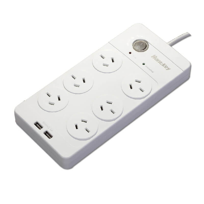 Huntkey 6 AC Sockets and 2 USB Charging Ports Surge Protector SAC604