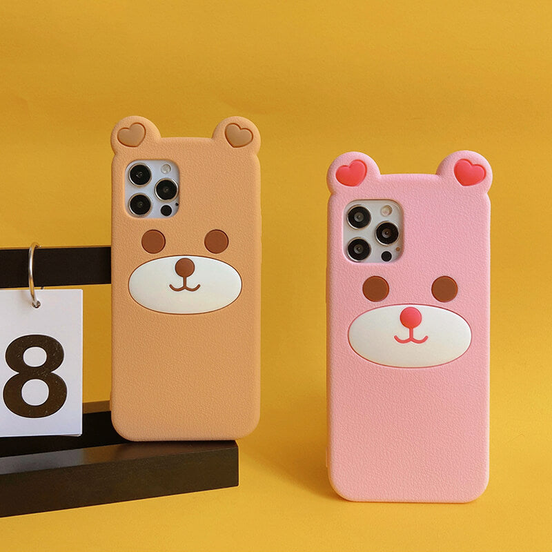 iPhone 12/12Pro Q Uncle Brown Bear Silicone Phone Case