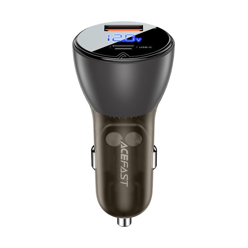 Acefast Metal Car Charger 63W (USB-A+USB-C) With Digital Display B6