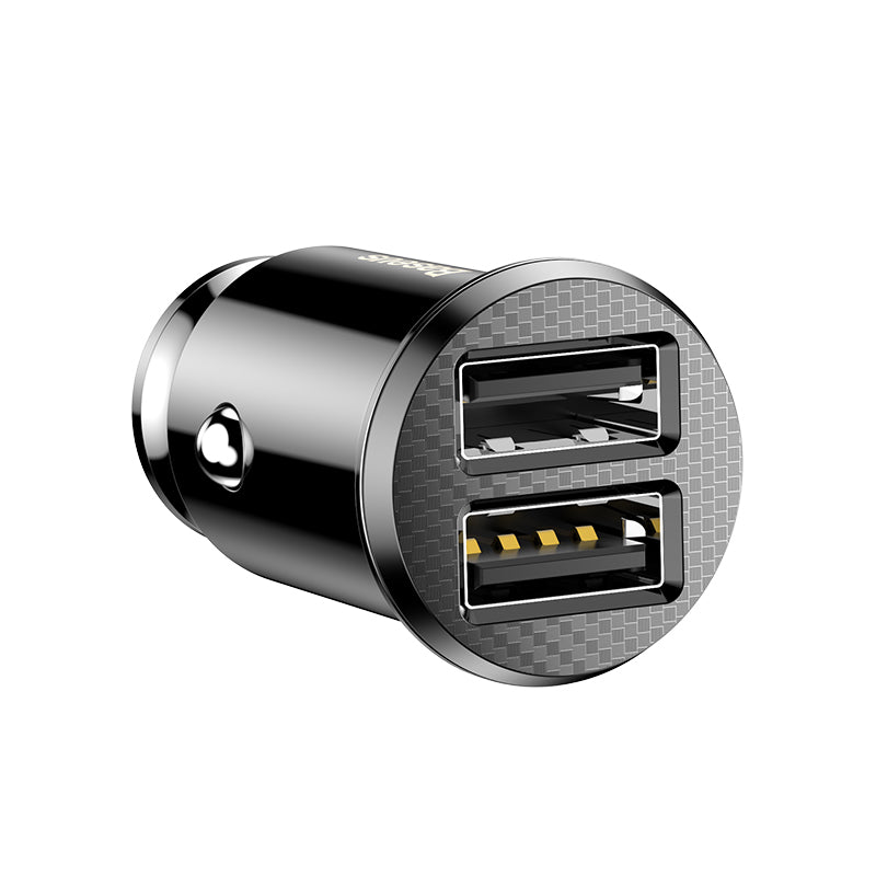 Baseus Grain Car Charger (Dual USB 5V 3.1A ) Black