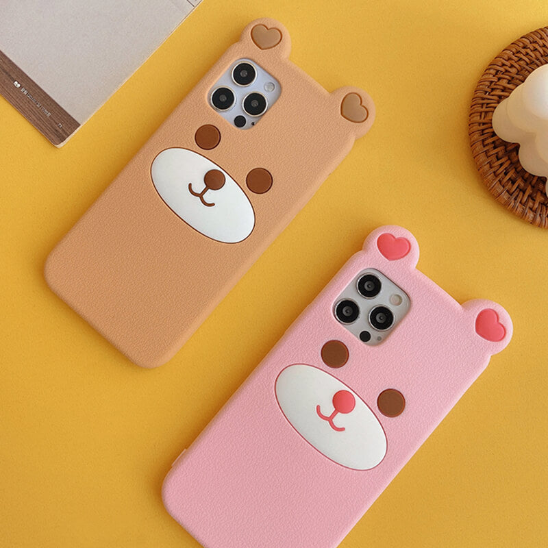 iPhone 13/14 Q Uncle Brown Bear Silicone Phone Case