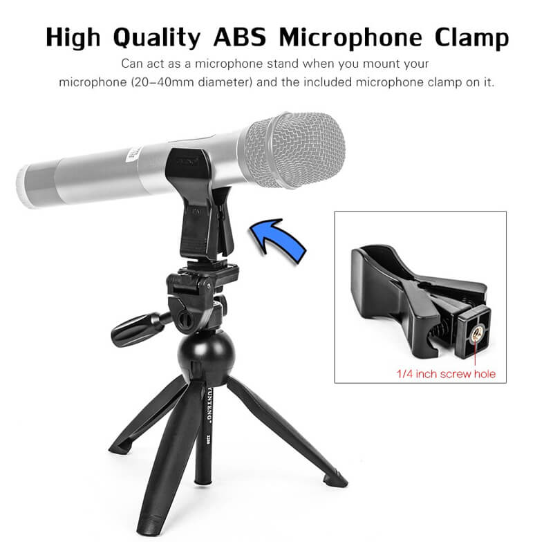Yunteng Selfie Stick Camera Tripod with Microphone Clamp & Phone Holder VCT-2280