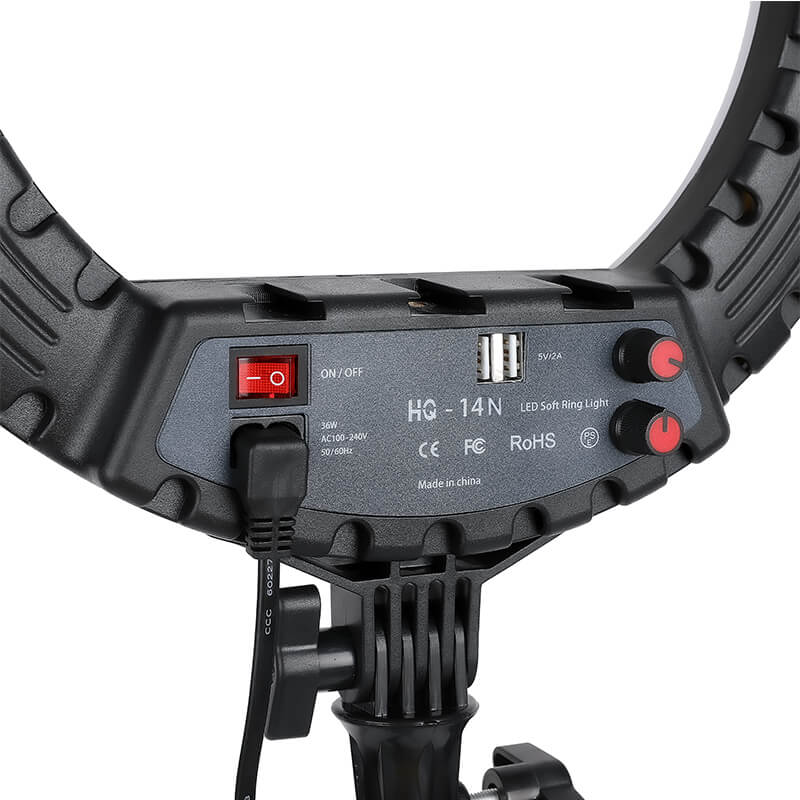 HQ 14 inch(33cm) LED Soft Ring Light with 1.9M Tripod Stand & 3 Phone Holders