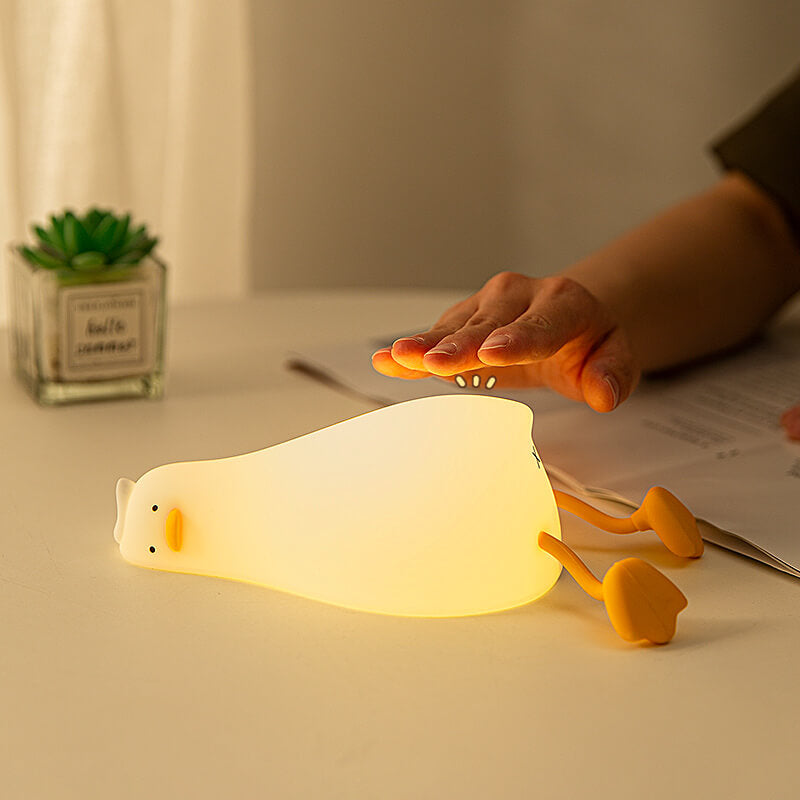 Mobie Lie in Peach Lying Flat Duck Silicone Touch Light Lamp