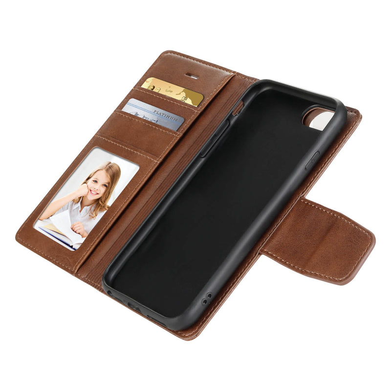 iPhone 6p/7p/8p Luxury Hanman Leather 2-in-1 Wallet Flip Case With Magnet Back