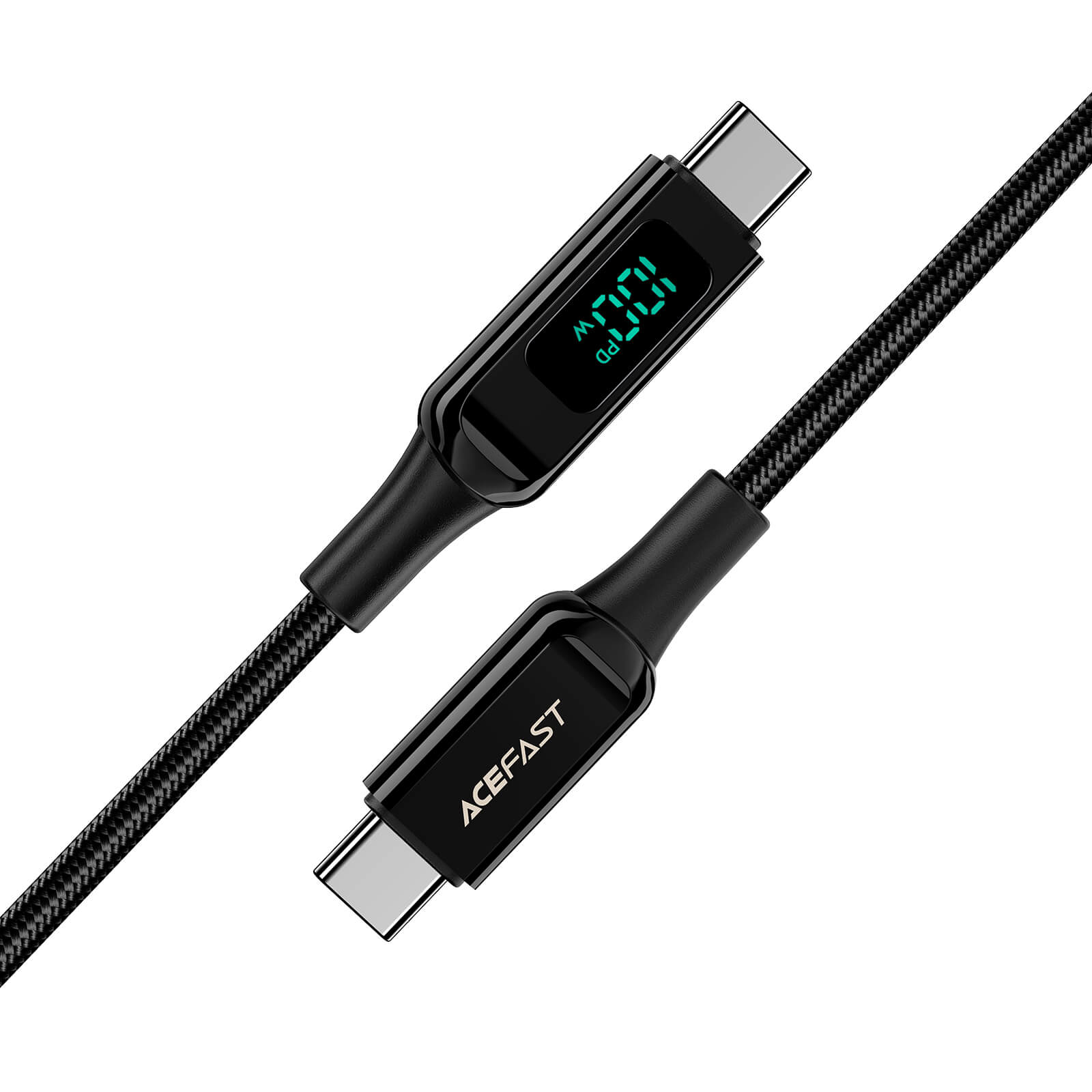 Acefast Type-C to Type-C 100W Zinc Alloy Digital Display Braided Charging Data Cable (2M) C6-03