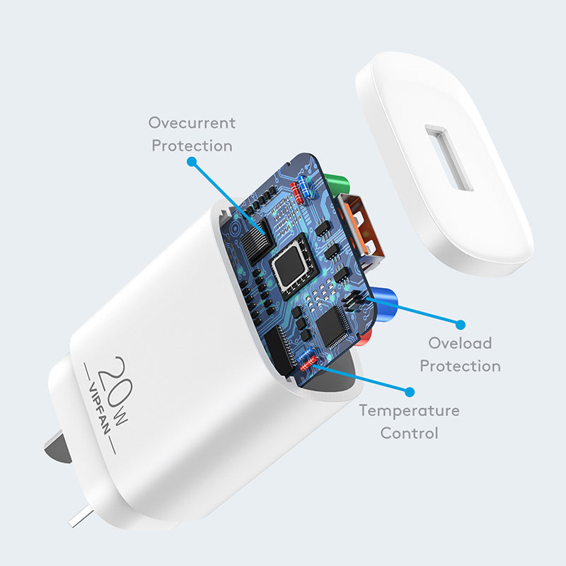 VFAN 18W QC3.0 Fast Charge USB Wall Charger AU4