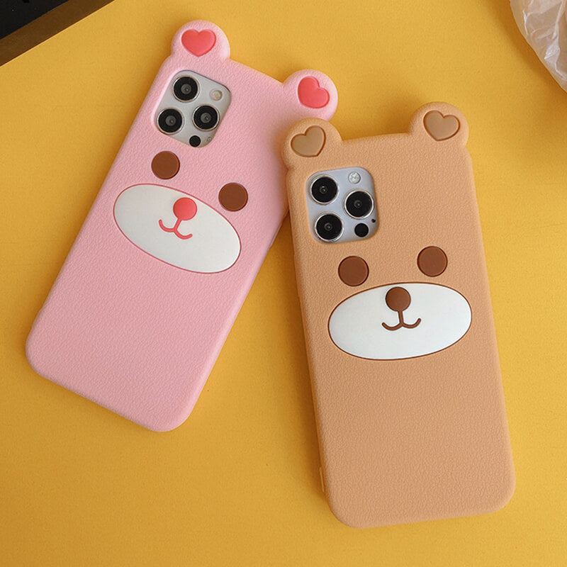 iPhone 13/14 Q Uncle Brown Bear Silicone Phone Case