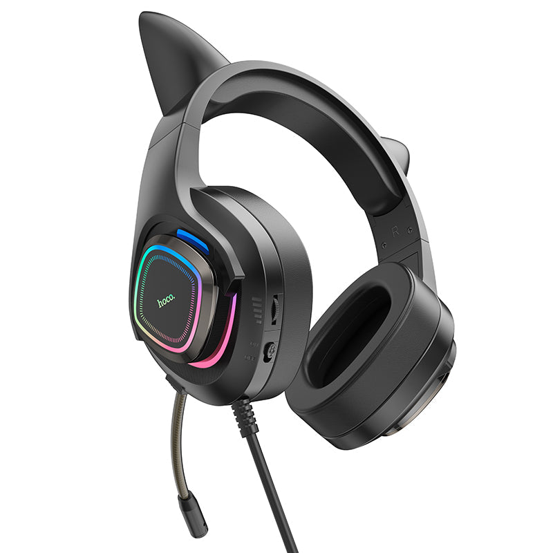 hoco. Cute Glowing Cat Ear Gaming Headset with Mic and LED Light W107