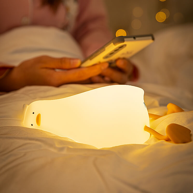 Mobie Lie in Peach Lying Flat Duck Silicone Touch Light Lamp