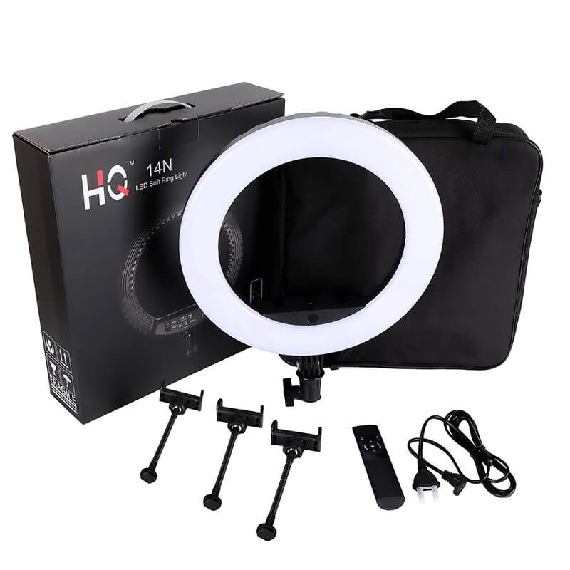 HQ 14 inch(33cm) LED Soft Ring Light with 1.9M Tripod Stand & 3 Phone Holders