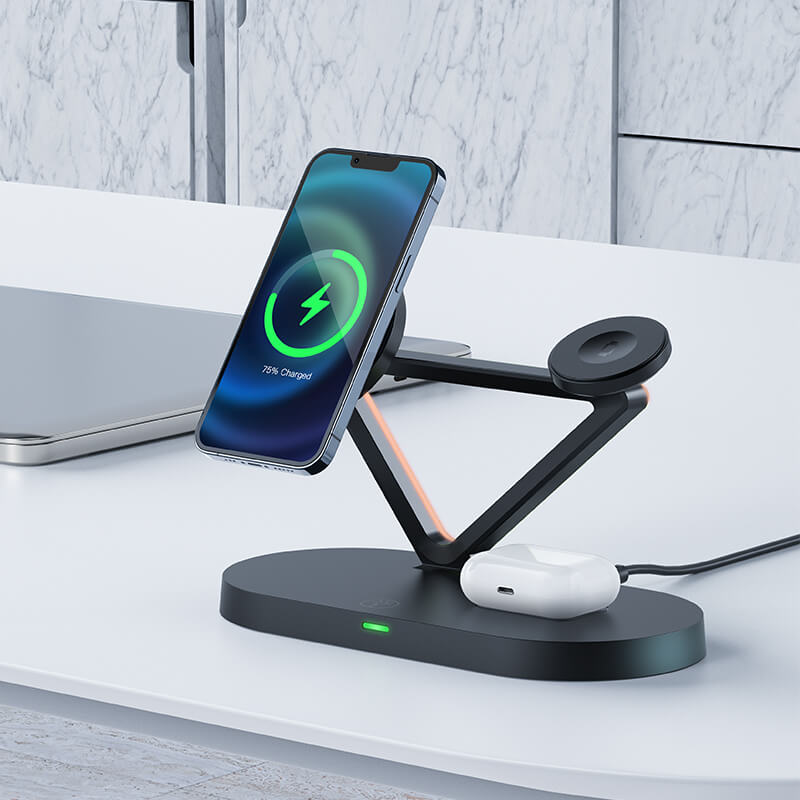 Acefast 3-IN-1 Wireless Charging Holder with LED Ambient Light E9