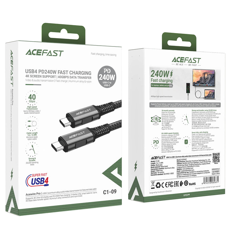 Acefast Type-C to Type-C PD 240W Fast Charging Audio/Video Transmission Cable C1-09