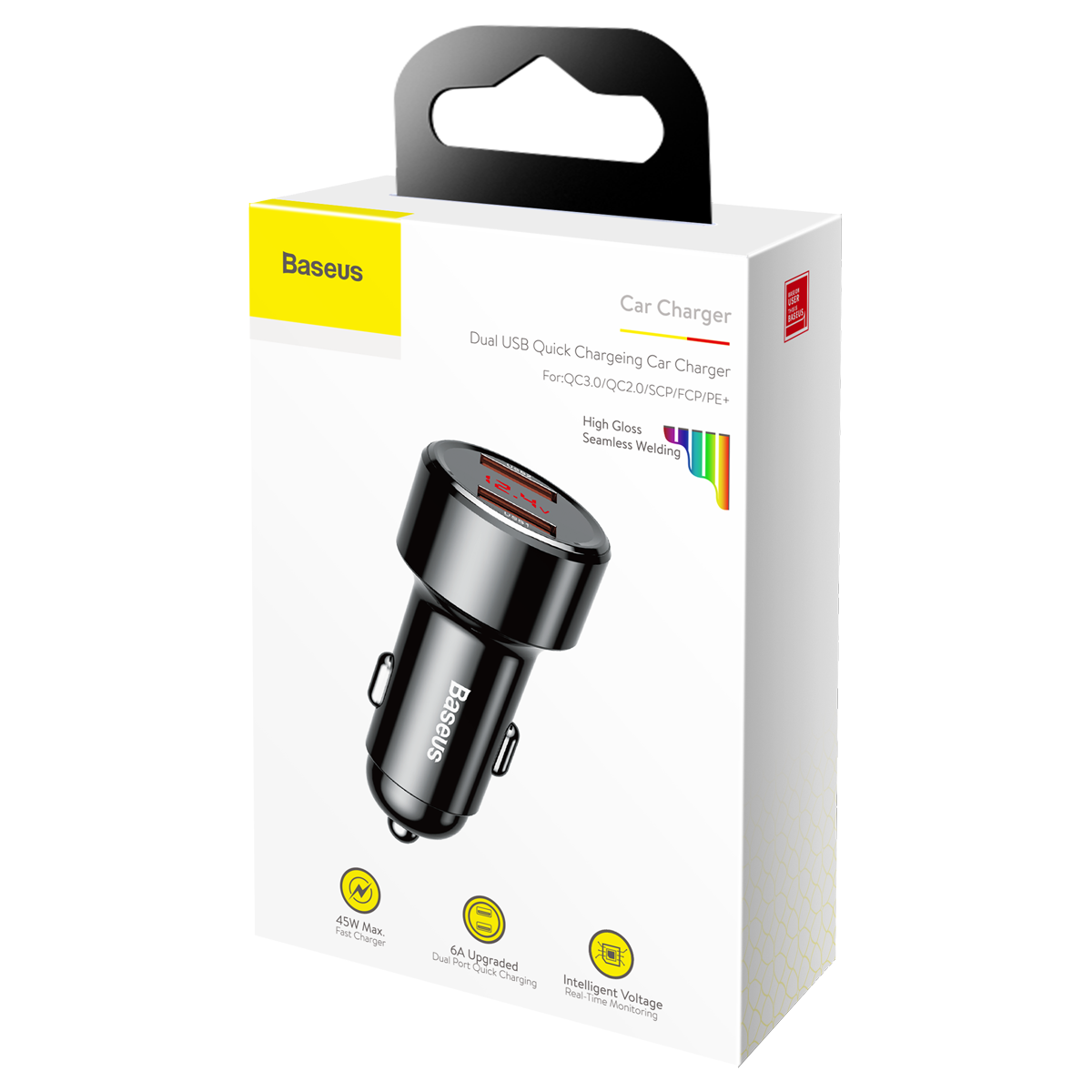 Baseus Digital Display (Type-C PD+QC) Intelligent Dual Quick Car Charger C20C